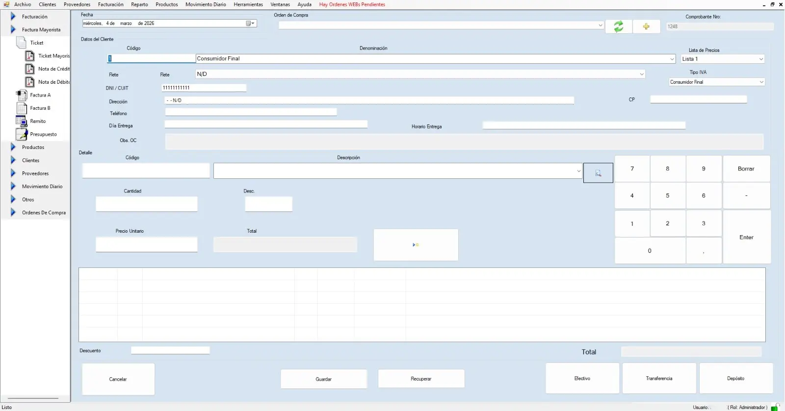 Sistema Integral - Facturación